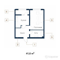 ЖК «QÜLAGER» — 1-ком 41.6 м² (от 11,856,000 тг)