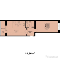 ЖК Мардан — 2-ком 49,9 м² (от 14 958 000 тг)