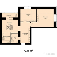 ЖК Мардан — 3-ком 72,2 м² (от 21 648 000 тг)