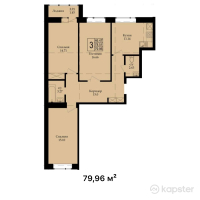 ЖК Мардан — 3-ком 80 м² (от 23 988 000 тг)