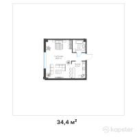 ЖК Zhaily — 1-ком 34.4 м² (от 12,040,000 тг)