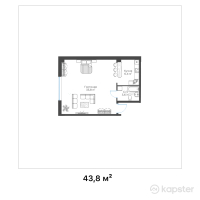 ЖК Zhaily — 1-ком 43,8 м² (от 15 330 000 тг)