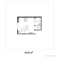 ЖК Zhaily — 1-ком 43.8 м² (от 15,330,000 тг)
