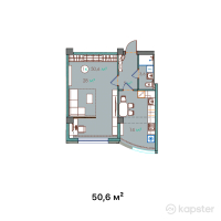 ЖК Zhaily — 1-ком 50,6 м² (от 17 710 000 тг)