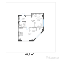 ЖК Zhaily — 2-ком 61.2 м² (от 21,420,000 тг)