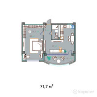 ЖК Zhaily — 2-ком 71,7 м² (от 25 095 000 тг)