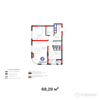 ЖК Turan Tower — 2-ком 68.3 м² (от 37,354,630 тг)