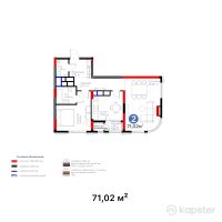 ЖК Turan Tower — 2-ком 71 м² (от 47 228 300 тг)