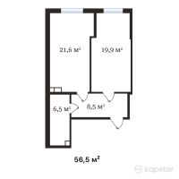 ЖК Buta Legend — 1-ком 56,5 м² (от 27 402 500 тг)