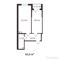 ЖК Buta Legend — 2-ком 63,5 м² (от 29 527 500 тг)