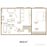 КД Compositor — 2-ком 49.5 м² (от 38,625,600 тг)