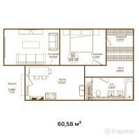 КД Compositor — 2-ком 60,6 м² (от 55 733 600 тг)