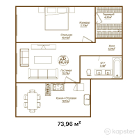 КД Compositor — 2-ком 74 м² (от 68 043 200 тг)