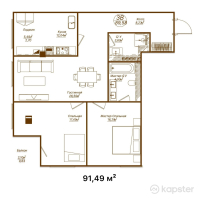 КД Compositor — 3-ком 91.5 м² (от 71,362,200 тг)