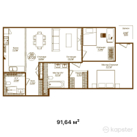 КД Compositor — 3-ком 91.6 м² (от 71,479,200 тг)