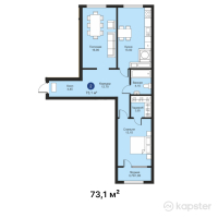 ЖК Kerege City — 2-ком 73,1 м² (от 36 550 000 тг)