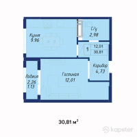 ЖК AYANA PLAZA — 1-ком 30,8 м² (от 10 167 300 тг)