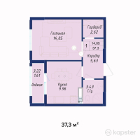 ЖК AYANA PLAZA — 1-ком 37,3 м² (от 12 309 000 тг)