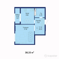 ЖК AYANA PLAZA — 1-ком 38,3 м² (от 12 648 900 тг)