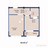 ЖК AYANA PLAZA — 1-ком 40,5 м² (от 13 348 500 тг)
