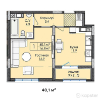 ЖК Otbasy — 1-ком 40,1 м² (от 14 035 000 тг)
