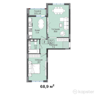 ЖК Otbasy — 2-ком 68,9 м² (от 23 426 000 тг)
