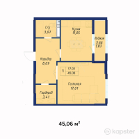 ЖК AYANA PLAZA — 1-ком 45,1 м² (от 14 869 800 тг)