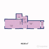 ЖК AYANA PLAZA — 2-ком 49,6 м² (от 16 354 800 тг)