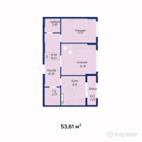 ЖК AYANA PLAZA — 2-ком 53,6 м² (от 17 691 300 тг)