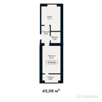 ЖК Central Avenue — 1-ком 45,1 м² (от 22 079 400 тг)
