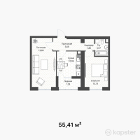 ЖК Green Town — 2-ком 55,4 м² (от 26 873 850 тг)