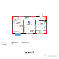 Бигвилль Arena City — 2-ком 55 м² (от 27 505 000 тг)