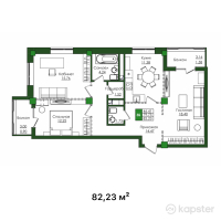 ЖК Salt — 3-ком 82,2 м² (от 31 247 400 тг)