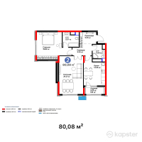 ЖК Atlant Unique — 2-ком 80,1 м² (от 58 058 000 тг)