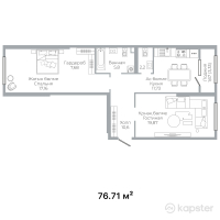 ЖК Duman — 2-ком 76,7 м² (от 49 094 399 тг)