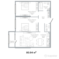 ЖК Duman — 3-ком 80,9 м² (от 49 373 400 тг)
