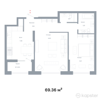 ЖК NOHO — 2-ком 69,4 м² (от 43 072 560 тг)
