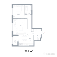 ЖК NOHO — 2-ком 70,8 м² (от 43 966 800 тг)