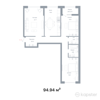 ЖК NOHO — 3-ком 94,9 м² (от 58 862 800 тг)
