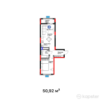 ЖК Batysmura Lite — 2-ком 50,9 м² (от 26 121 960 тг)