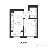 ЖК Irgeli — 1-ком 36,1 м² (от 12 635 000 тг)