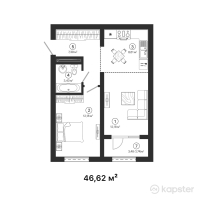 ЖК Irgeli — 2-ком 46,6 м² (от 16 317 000 тг)