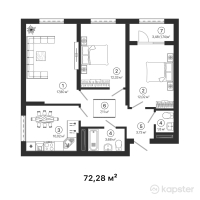 ЖК Irgeli — 3-ком 72,3 м² (от 25 298 000 тг)
