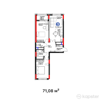ЖК MoD. Comfort — 3-ком 71,1 м² (от 37 459 160 тг)