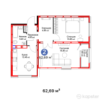 ЖК GreenLine.Vita — 2-ком 62,5 м² (от 31 250 000 тг)