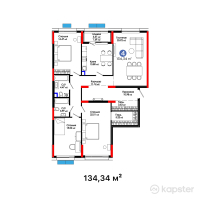 ЖК Batysmura — 4-ком 134,3 м² (от 71 200 200 тг)