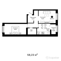 ЖК Dauir — 2-ком 58,2 м² (от 26 494 650 тг)
