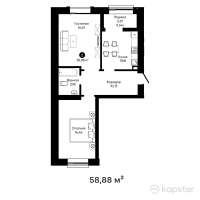 ЖК Dauir — 2-ком 58,9 м² (от 26 790 400 тг)
