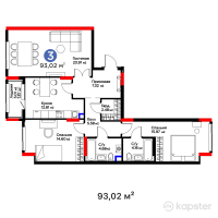 Бигвилль Sapa.4LIFE — 3-ком 93,2 м² (от 39 889 600 тг)