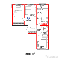 ЖК AruPark — 3-ком 79,1 м² (от 28 695 150 тг)